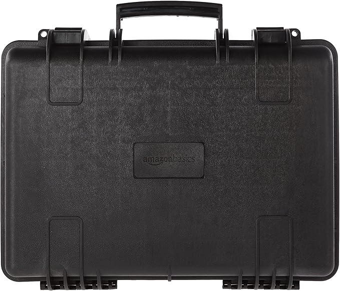 Amazon Basics Hard Camera Case, Medium, Black, Solid, 18"L x 14"W x 6"H