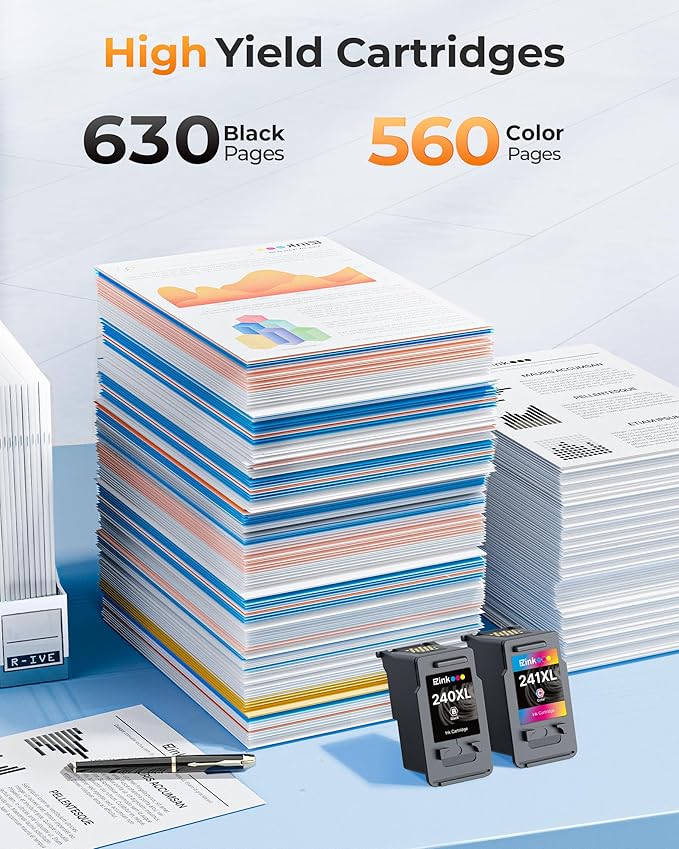 240XL 241XL Ink Cartridge Replacement for Canon 240XL 241XL Combo Pack, PG-240XL CL-241XL Works with PIXMA TS5120 MG2120 MG3620 MG3520 MG3522 MX452 MX472 MX512 MX532 Printer, 2 Pack