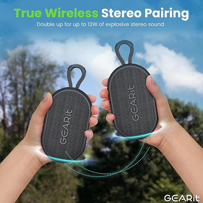 GEARit Ultra Portable Wireless Bluetooth Speaker - IPX7 Waterproof Speaker - 6W Loud Outdoor Speakers - Hands-Free Calling, 5.3 Bluetooth, TWS Pairing - Perfect for Home/Outdoor/Party/Gift