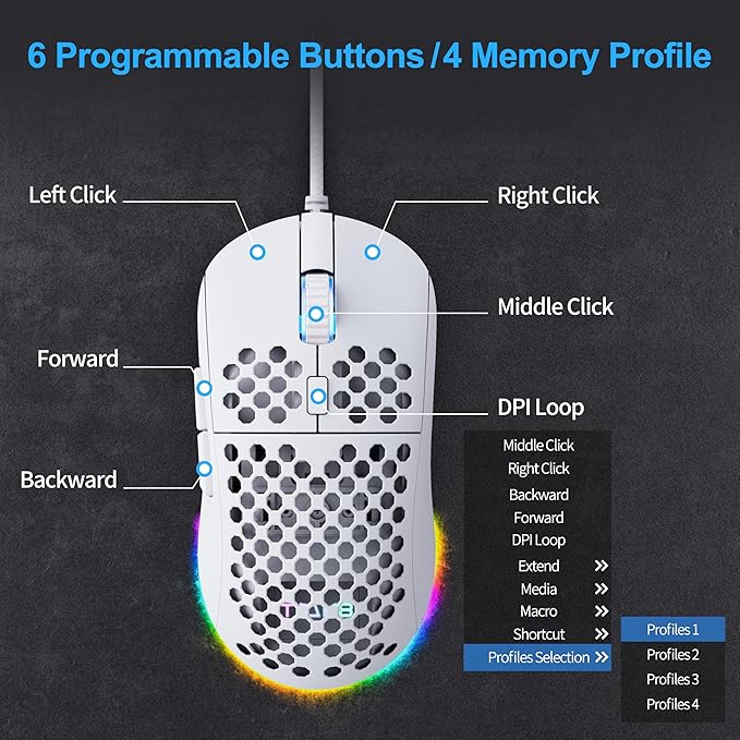 TMKB Falcon M1SE Honeycomb Gaming Mouse and 60% Wireless Mechanical Gaming Keyboard