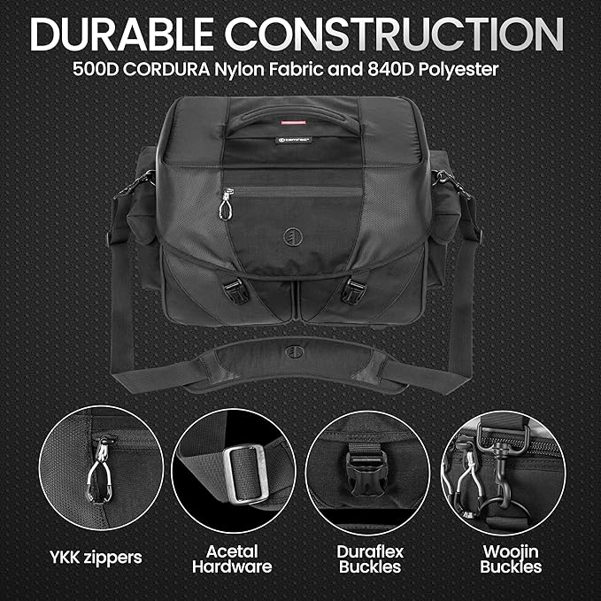 Tamrac Stratus 15 Camera Bag for Photographers, Camera Case for Photography Accessories, Shoulder Bag for DSLR and Mirrorless Cameras, Crossbody Camera Bag with Tripod Holder Strap - Black