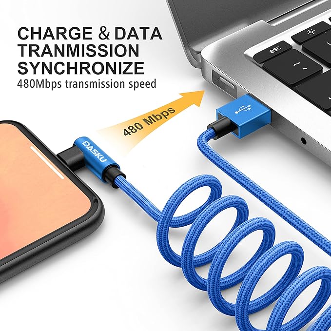 90 Degree iPhone Charger 10FT 2Pack [MFi Certified] USB Lightning Cable 10 Foot Right Angle Nylon Braided Apple Charging Cord Compatible with iPhone 14/13/12/11/Pro/Max/Mini/X/Plus/8/7/6/5/Plus/iPad