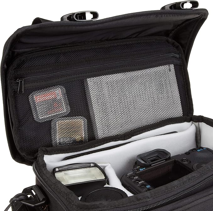 Amazon Basics Large DSLR Gadget Bag, Black with Grey Interior