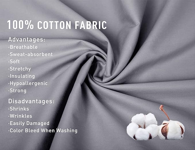 Sunflower King Pillowcases Set of 2, 100% Cotton King Pillow Cases 2, 20×40 inches Frost Gray, Soft and Breathable