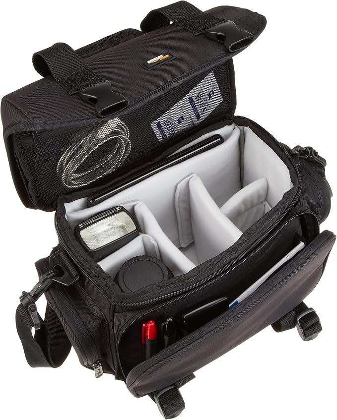 Amazon Basics Large DSLR Gadget Bag, Black with Grey Interior