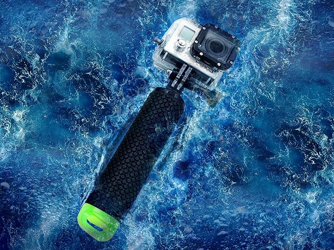 Waterproof Floating Hand Grip Compatible with GoPro Hero 12 11 10 9 8 7 6 5 4 3+ 2 1 Session Black Silver Camera Handler & Handle Mount Accessories Kit for Water Sport and Action Cameras (Green)