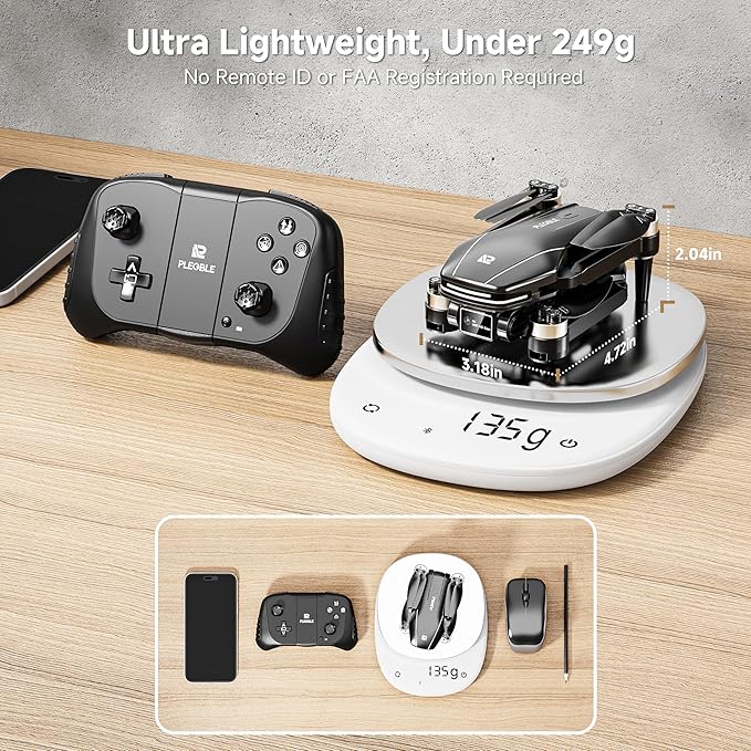 Drone with Camera 4K for Kids Adults, Brushless Motor Mini Foldable RC Drones with Propeller Guards for Beginners, One Key Take Off/Land, Voice Control, Anti-Lost Alarm, Gift Toys for Men Boys